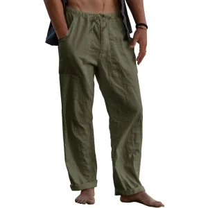 Mens Linen Pants Drawstring